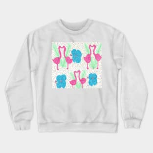 Flamingos in Paradise Tropical Print Crewneck Sweatshirt